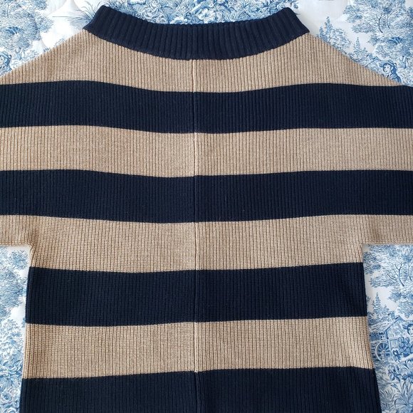 Tory Burch Wool Boat Neck Dolman Short Sleeve Striped Chunky Pullover - Picture 3 of 8